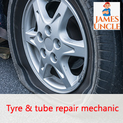 Tyre & tube repair mechanic Mr. SK Atahar Hossain in Mangaldihi